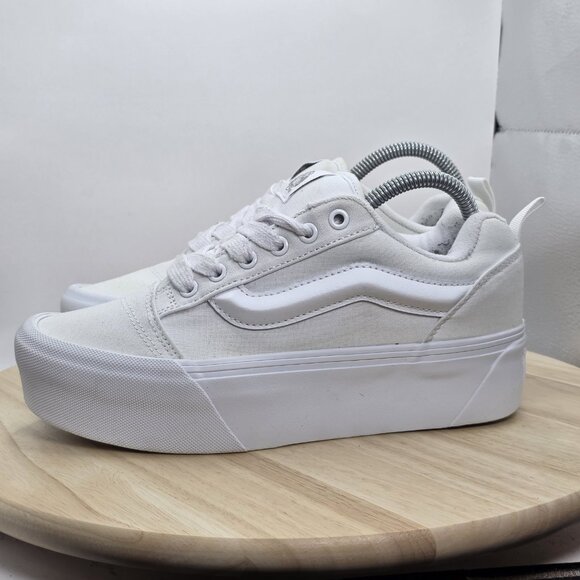 Womens Size 8.5-Vans Knu School Stack Skate Platform White Shoes Sneakers 721356 - Picture 1 of 8